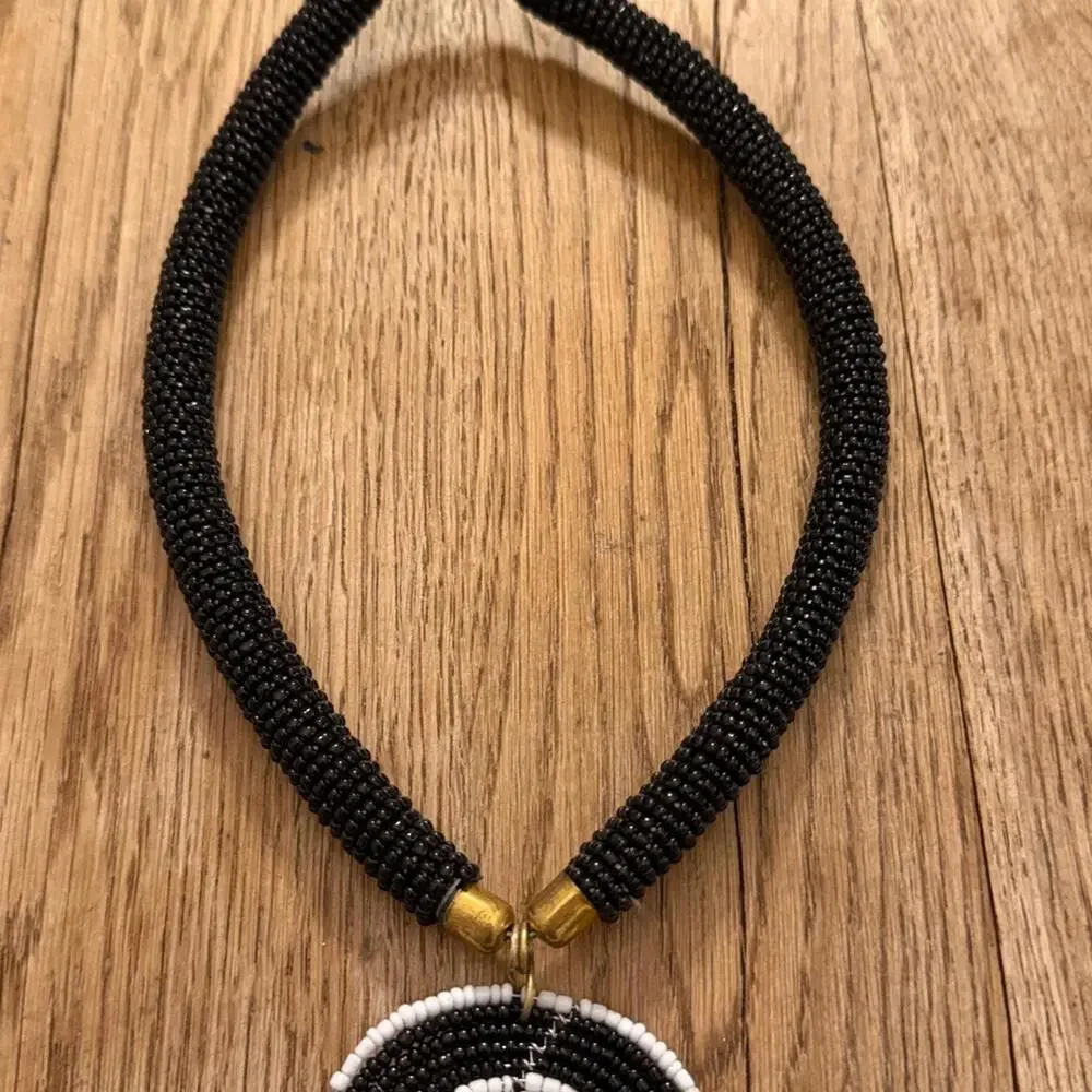 Elegant Black and White Beaded Necklace